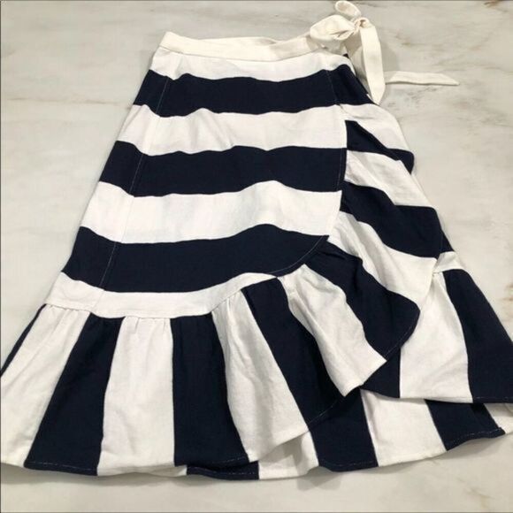 NWT J. Crew Striped ruffle trim skirt - Picture 2 of 8